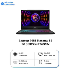 Laptop MSI Katana 15 B13UDXK-2269VN (Intel Core i7-13620H | RTX 3050 6GB | 15.6 inch FHD | 8GB | 1TB | Win 11 Home | Đen)