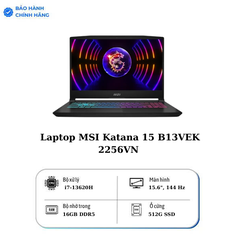 Laptop MSI Katana 15 B13VEK 2256VN | CPU i7-13620H | VGA RTX 4050 6GB | 15.6 FHD IPS & 144Hz | Win11