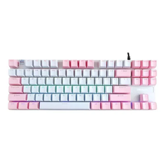 Bàn phím cơ EMaster K87 EKM502WP (87 phím, Blue Switch, RGB, Trắng Hồng)