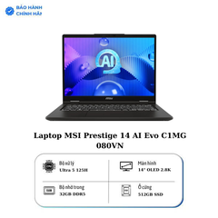 Laptop MSI Prestige 14 AI Evo C1MG 080VN (Intel Core Ultra 5 125H | 14 inch 2.8K OLED | 32GB | 512GB | Win 11 | Xám)