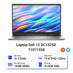LAPTOP DELL15 DC15250 i5-1334U/16GD4/512SSD/15.6FHD/120Hz/3C41/W11SL+OFFICE_2024/BẠC(CPH99)