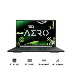 LAPTOP GIGABYTE AERO X16 (EG61H) AMD Ryzen AI 7 350/16GD5/1TBSSD/16.0WQXGA/165Hz/WF6E/BT/76Wh/8G_RTX 5060/RGB/W11SL/TRẮNG
