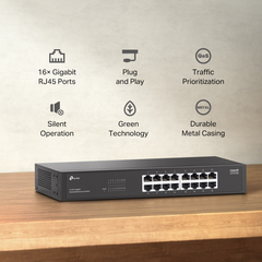 Switch TP-Link LS1016G (16 cổng Gigabit, vỏ kim loại, để bàn/gắn rack)