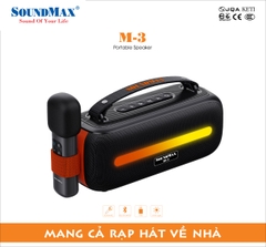Loa Bluetooth SoundMax M-3 (18W RMS, Bluetooth 5.0, USB, kèm 1 micro không dây)