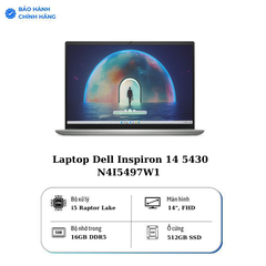 Laptop Dell Inspiron 14 5430 N4I5497W1 (Intel Core i5 1340P | 16GB | 512 GB | Intel Iris Xe | 14 inch FHD | Win 11 | Office | Bạc)