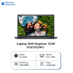 Laptop Dell Inspiron 3520 N5I5352W1 (i5 1235U/ 8GB/ 512GB SSD/ 15.6 inch FHD/ Win 11/ Office/ Silver/ 1Y)