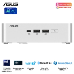 Bộ Mini PC Asus NUC 15 PRO Tall RNUC15CRSU700000I (Intel Core Ultra 7 255H | 2xDDR5-6400 | 2xNVMe | 2x HDMI 2.1 | 2x Thunderbolt | VESA MOUNT | WHITE)
