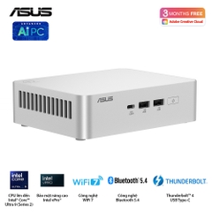 Bộ Mini PC Asus NUC 15 PRO Tall RNUC15CRSU700000I (Intel Core Ultra 7 255H | 2xDDR5-6400 | 2xNVMe | 2x HDMI 2.1 | 2x Thunderbolt | VESA MOUNT | WHITE)