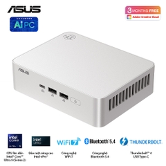 Bộ Mini PC Asus NUC 15 PRO Tall RNUC15CRSU700000I (Intel Core Ultra 7 255H | 2xDDR5-6400 | 2xNVMe | 2x HDMI 2.1 | 2x Thunderbolt | VESA MOUNT | WHITE)