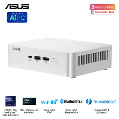 Bộ Mini PC Asus NUC 15 PRO Tall RNUC15CRSU700000I (Intel Core Ultra 7 255H | 2xDDR5-6400 | 2xNVMe | 2x HDMI 2.1 | 2x Thunderbolt | VESA MOUNT | WHITE)