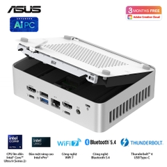 Bộ Mini PC Asus NUC 15 PRO Tall RNUC15CRSU700000I (Intel Core Ultra 7 255H | 2xDDR5-6400 | 2xNVMe | 2x HDMI 2.1 | 2x Thunderbolt | VESA MOUNT | WHITE)