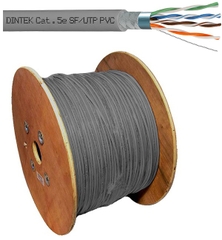 Cáp mạng Dintek CAT.5e S-FTP, 4 pair, 24AWG, Bọc nhôm chống nhiễu 4 đôi, bọc thêm lưới đồng ở ngoài, cuộn 305m (1105-03001)