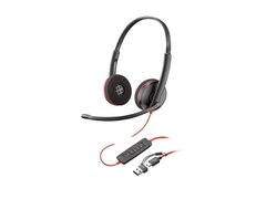 Tai nghe có dây Poly Blackwire 3220 Stereo USB-C 8X228AA (Mic khử ồn, kèm adapter USB-C/A)