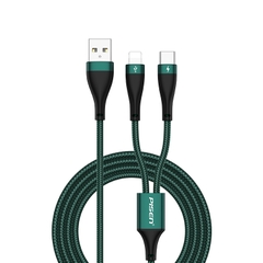 Cáp PISEN 2-in-1 (Lightning/Type-C) 3A Aluminum Alloy braided 1000mm (PR-AP03-1000)