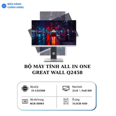 BỘ MÁY TÍNH ALL IN ONE GREAT WALL Q2458 (INTEL CORE I5-12450H | 8GB | 512GB | 23.8 INCH FHD | NOOS | BẠC )