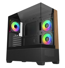 Case Cooler Master ELITE 690 WOOD BLACK (Mid Tower, Kính cường lực, 3FAN ARGB, Type C)