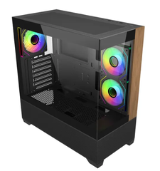 Case Cooler Master ELITE 690 WOOD BLACK (Mid Tower, Kính cường lực, 3FAN ARGB, Type C)