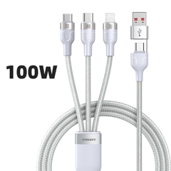 Cáp sạc nhanh 3 trong 2 - PISEN Quick  3-in-2 (A-C, A-L, A-M, C-C,C-L) 5A Aluminum alloy  1200m