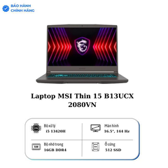 Laptop MSI Thin 15 B13UCX 2080VN | CPU i5-13420H | RAM 16GB DDR4 | SSD 512GB PCle | VGA RTX 2050 4GB | 15.6 FHD IPS & 144Hz | Win11