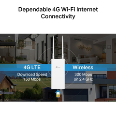Router 4G Wi-Fi Ngoài Trời TP-Link TL-MR100-Outdoor (4G LTE, Wi-Fi 4, 300Mbps, Nano SIM, IP65, PoE/DC)