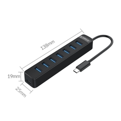 Bộ chia Type C ra 7 cổng USB 3.0 Orico TWC3-7A-BK-EP