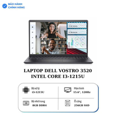 LAPTOP DELL VOSTRO 3520 INTEL CORE I3-1215U/ 15.6INCH FHD/ 1X8G/ 256GB SSD PCIE NVME/ 3 CELL-41WHR/ WIN 11/ OFFICE H&S 2021(V5I3614W1-GRAY)