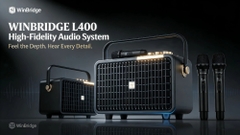Loa Karaoke Di động WinBridge L400 (150W RMS, 240W Peak, 2 Micro UHF, Bluetooth, Bass 150W, Treble 45W ×2, pin 4500mAh, đen)