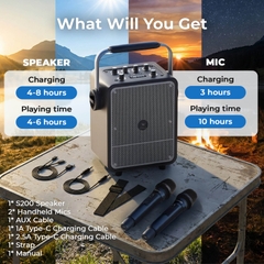 Loa kéo di động WinBridge S200 (150W, 4.500mAh, 50Hz–20kHz, 110dB, Micro không dây)