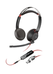 Tai nghe có dây Poly Blackwire 5220 Stereo USB-C 8X231AA (Mic khử ồn, jack 3.5mm, kèm adapter USB-C/A)
