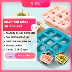 KUB | Khay Trữ Đông Ăn Dặm Silicon 9 Ô Dung Tích 30ml [Có Sẵn, Có Nắp Đậy Kín]
