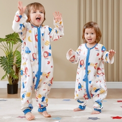 KUB | Đồ Ngủ Liền Thân Điều Hòa Bằng Vải Sợi Tre 2 Lớp Mềm Mại, Mát Mẻ, Dùng Cho Bé Từ Nhỏ Đến Lớn