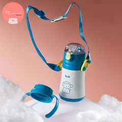 KUB | Bình Giữ Nhiệt Inox 316 Cho Bé 280ml Có Dây Đeo, Tay Cầm Tiện Lợi [Tặng Ống Hút Thay Thế]