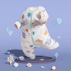 KUB | Đồ Ngủ Liền Thân Điều Hòa Bằng Vải Sợi Tre 2 Lớp Mềm Mại, Mát Mẻ, Dùng Cho Bé Từ Nhỏ Đến Lớn
