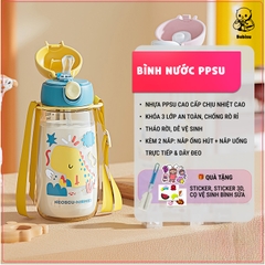 NRMEI | Bình Nước Cho Bé, 480ml Nhựa PPSU Cao Cấp, Không BPA [Tặng Sticker, Cọ Vệ Sinh Bình]