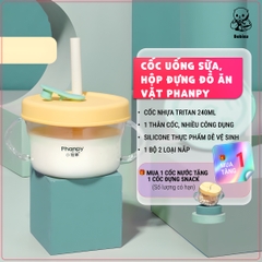 PHANPY | Cốc Nước Thông Minh Kiêm Hộp Đựng Đồ Ăn Vặt Bằng Nhựa TRITAN 240ml Cho Bé [Mua 1 Cốc Nước Tặng 1 Cốc Snack]