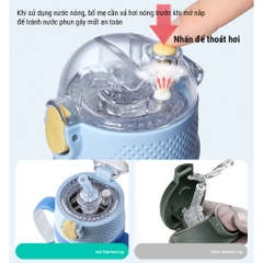 KUB | Bình Giữ Nhiệt Inox 316 Cho Bé 280ml Có Dây Đeo, Tay Cầm Tiện Lợi [Tặng Ống Hút Thay Thế]