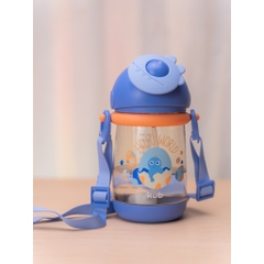 KUB | Bình Nước Chống Sặc Cho Bé 1 Tuổi Có Dây Đeo, Nhựa PPSU An Toàn 360ml [Tặng Ống Hút Sơ Cua]