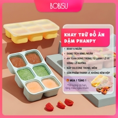PHANPY | Khay Trữ Đông Đồ Ăn Dặm Bằng Silicon 6 Ô x 60ml [ Mua 1 tặng 1]