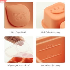 PHANPY | Khay Trữ Đông Đồ Ăn Dặm Bằng Silicon 6 Ô x 60ml [ Mua 1 tặng 1]