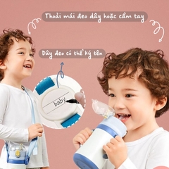 KUB | Bình Giữ Nhiệt Inox 316 Cho Bé 280ml Có Dây Đeo, Tay Cầm Tiện Lợi [Tặng Ống Hút Thay Thế]