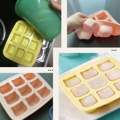 KUB | Khay Trữ Đông Ăn Dặm Silicon 9 Ô Dung Tích 30ml [Có Sẵn, Có Nắp Đậy Kín]