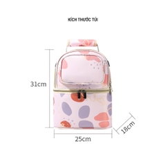 [Combo 4 Món] Túi Xách Giữ Lạnh Sữa Mẹ Cao Cấp Kèm 2 Bình Thủy Tinh 180ml + Khay Gel Giữ Lạnh
