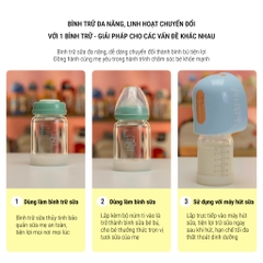 BOBISU | Bình Thủy Tinh Trữ Sữa Cho Bé Dung Tích 150ml-180ml [Mua 2 Bình Tặng Cổ Trắng, Ty, Nắp Đậy Ty]