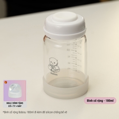 BOBISU | Bình Thủy Tinh Trữ Sữa Cho Bé Dung Tích 150ml-180ml [Mua 2 Bình Tặng Cổ Trắng, Ty, Nắp Đậy Ty]