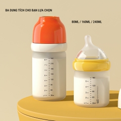 ZAXION | Bình Sữa Thủy Tinh Chống Đầy Hơi Bọc Silicone Dung Tích 80ml - 240ml