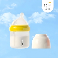 ZAXION | Bình Sữa Thủy Tinh Chống Đầy Hơi Bọc Silicone Dung Tích 80ml - 240ml