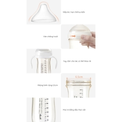 KUB | Bình Sữa Cho Bé 6 Tháng Tuổi 240ml, Nhựa PPSU Cao Cấp, Chống Sặc [Tặng Núm Ty Thay Thế KUB]