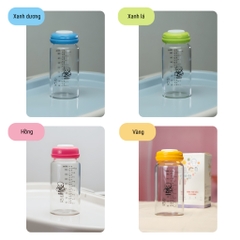 BOBISU | Bình Trữ Sữa Mẹ Cho Bé Làm Từ Thủy Tinh Cao Cấp Dung Tích 260ml [Mua 2 Bình Tặng Cổ Trắng, Ty, Nắp Đậy Ty]