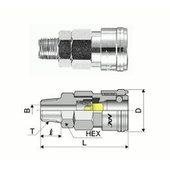 Khớp nối đầu cái ren ngoài 23SM