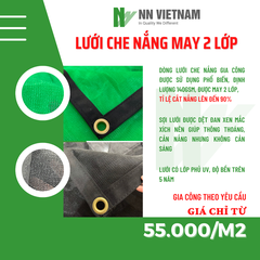 Lưới Che Lan, Cây Trồng - Lưới che nắng 70% - Màu xanh (May 2 lớp)